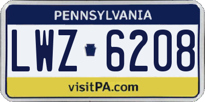 PA license plate LWZ6208