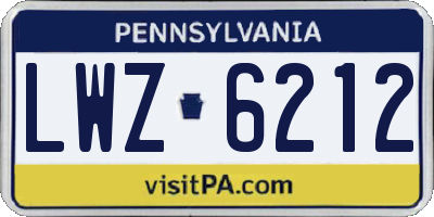 PA license plate LWZ6212