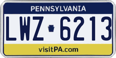 PA license plate LWZ6213