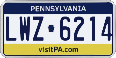 PA license plate LWZ6214