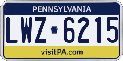 PA license plate LWZ6215