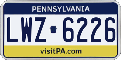 PA license plate LWZ6226