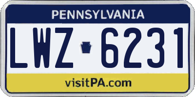 PA license plate LWZ6231