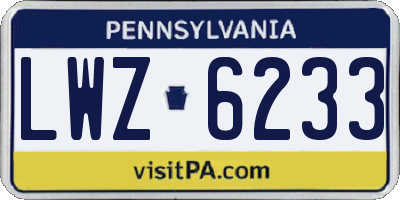 PA license plate LWZ6233