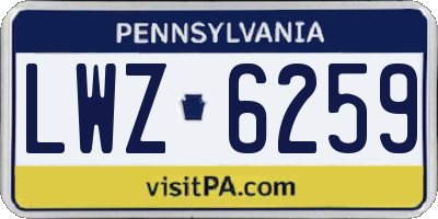 PA license plate LWZ6259