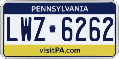 PA license plate LWZ6262