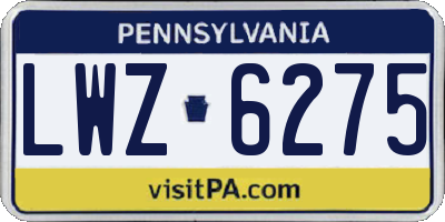 PA license plate LWZ6275