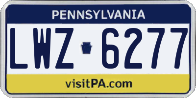 PA license plate LWZ6277