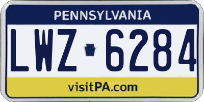 PA license plate LWZ6284