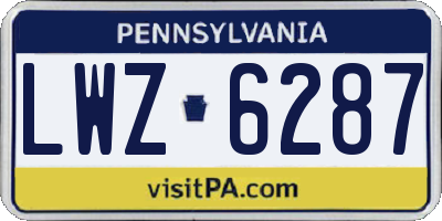 PA license plate LWZ6287