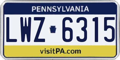 PA license plate LWZ6315