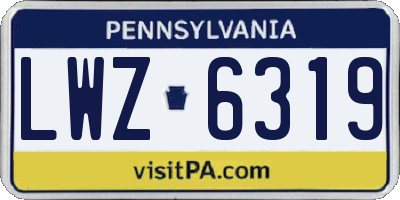 PA license plate LWZ6319