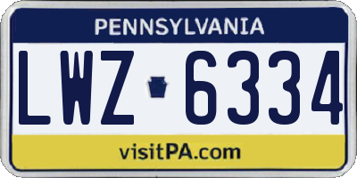 PA license plate LWZ6334