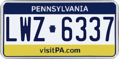 PA license plate LWZ6337