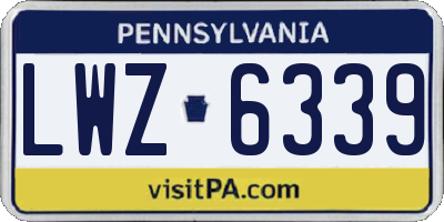 PA license plate LWZ6339