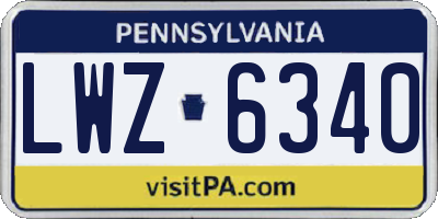 PA license plate LWZ6340