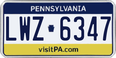 PA license plate LWZ6347