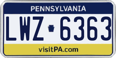PA license plate LWZ6363