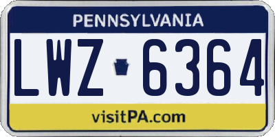 PA license plate LWZ6364
