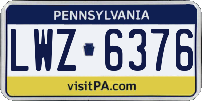 PA license plate LWZ6376