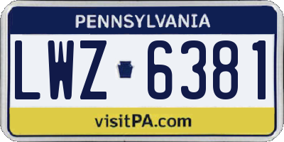 PA license plate LWZ6381