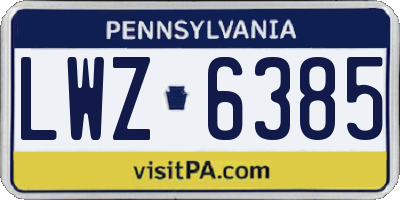 PA license plate LWZ6385