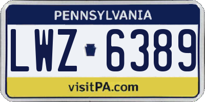 PA license plate LWZ6389