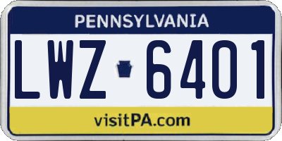 PA license plate LWZ6401