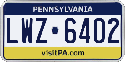 PA license plate LWZ6402