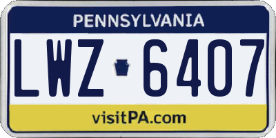 PA license plate LWZ6407
