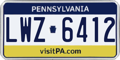 PA license plate LWZ6412