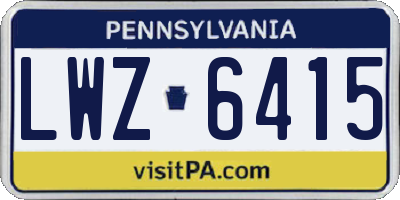 PA license plate LWZ6415