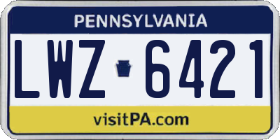 PA license plate LWZ6421