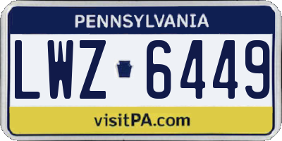 PA license plate LWZ6449