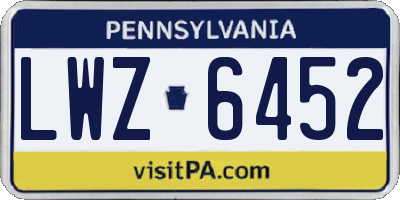 PA license plate LWZ6452
