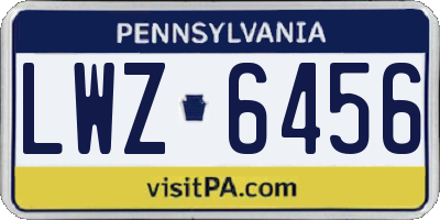 PA license plate LWZ6456