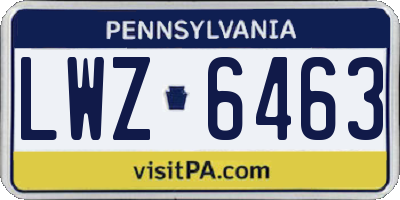 PA license plate LWZ6463