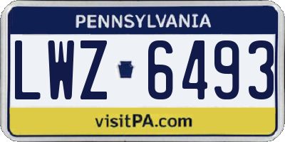 PA license plate LWZ6493