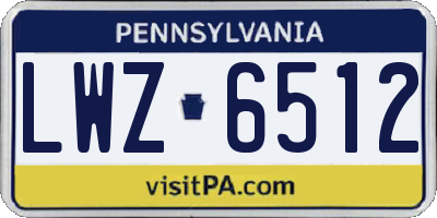 PA license plate LWZ6512