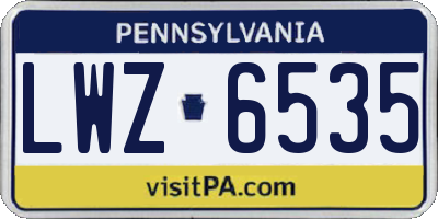 PA license plate LWZ6535