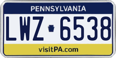 PA license plate LWZ6538