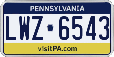 PA license plate LWZ6543