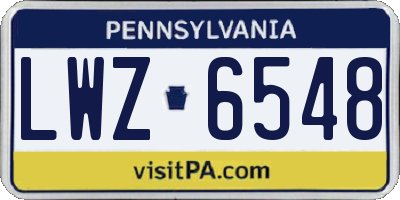 PA license plate LWZ6548