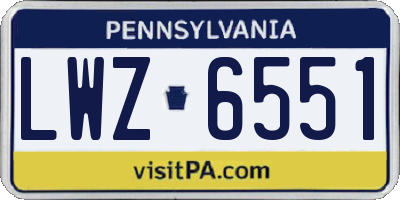 PA license plate LWZ6551