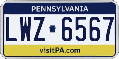PA license plate LWZ6567
