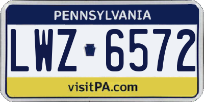 PA license plate LWZ6572