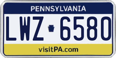 PA license plate LWZ6580