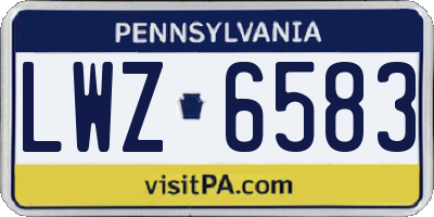 PA license plate LWZ6583