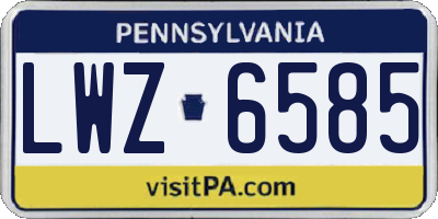 PA license plate LWZ6585
