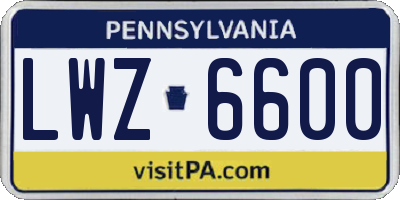 PA license plate LWZ6600